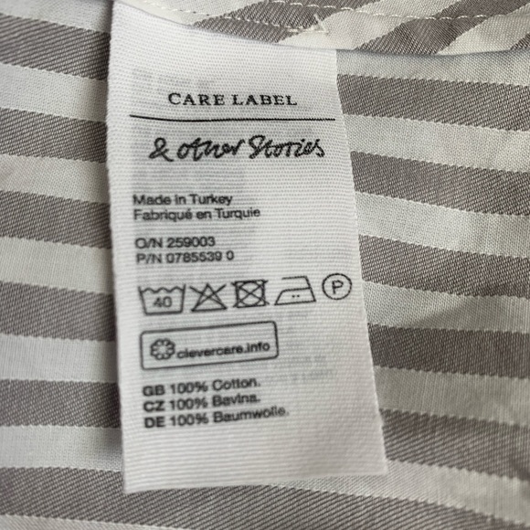 & Other Stories Stripe Puffed Sleeve Wrap Top Sz 2 - Picture 8 of 8